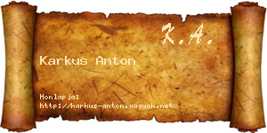 Karkus Anton névjegykártya